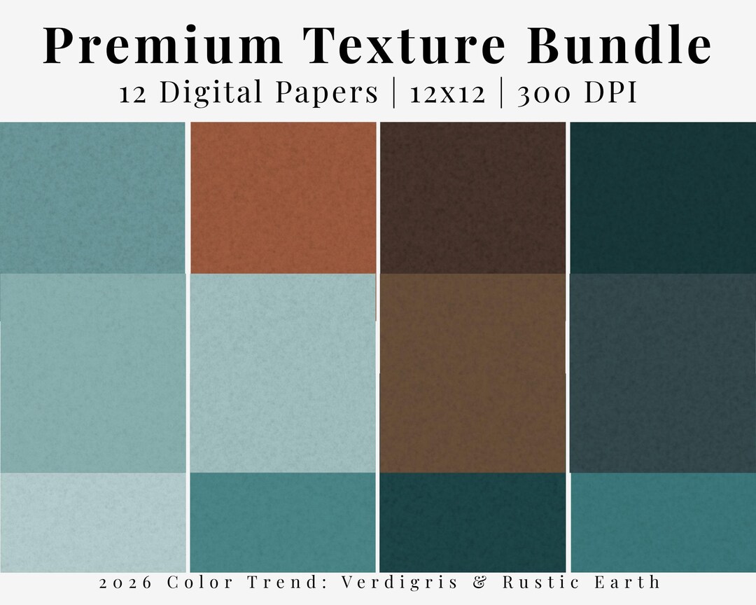 Patina Blue & Rustic Earth Digital Paper Set, 12 Luxury 300 DPI Antique ...