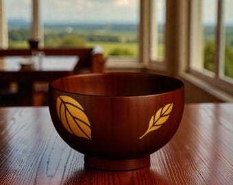 Set di 4 ciotole in legno giapponese / Ciotole in legno naturale in stile antico / Arredamento rustico per cucina giapponese / Set di ciotole da portata in legno / Regalo di articoli in legno