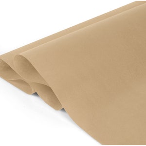 May include: A sheet of brown tissue paper, folded in thirds, with a soft, crinkled texture.