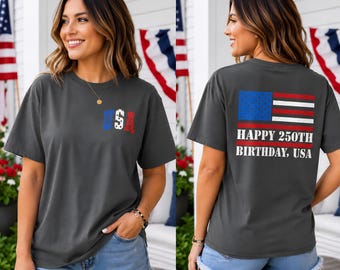Shirt Comfort Colors® VS 250-jarig jubileum, Independence Day-T-shirt, familieshirt 4 juli, Amerika 250 jaar