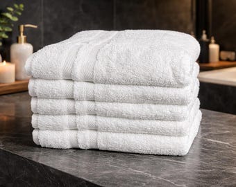 100% Organic Cotton Bath Towels, Soft Absorbent White, Quick Dry Hotel Quality