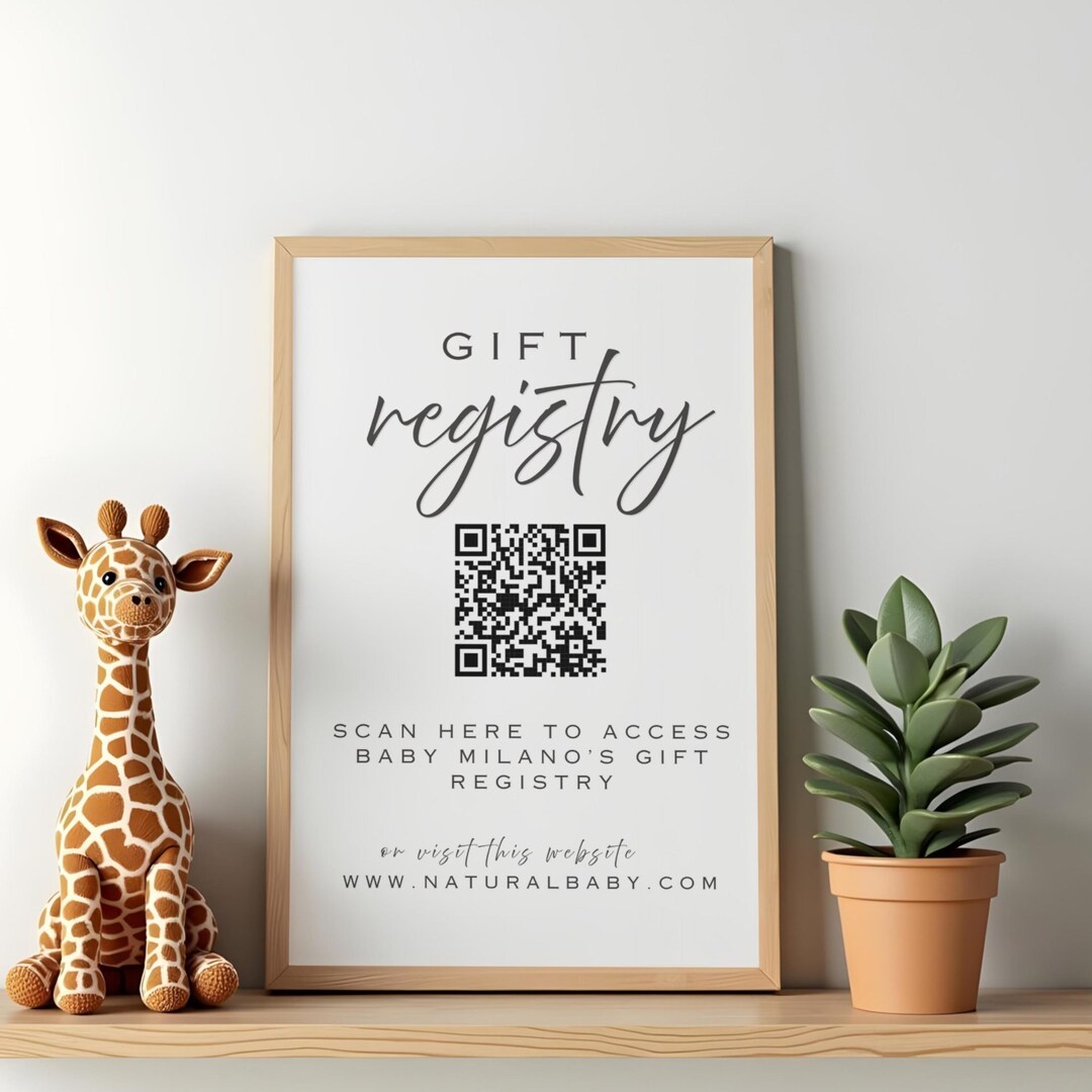 Baby Shower Registry QR Code Sign | Minimalist Printable (8.5x11 & 6x4 ...