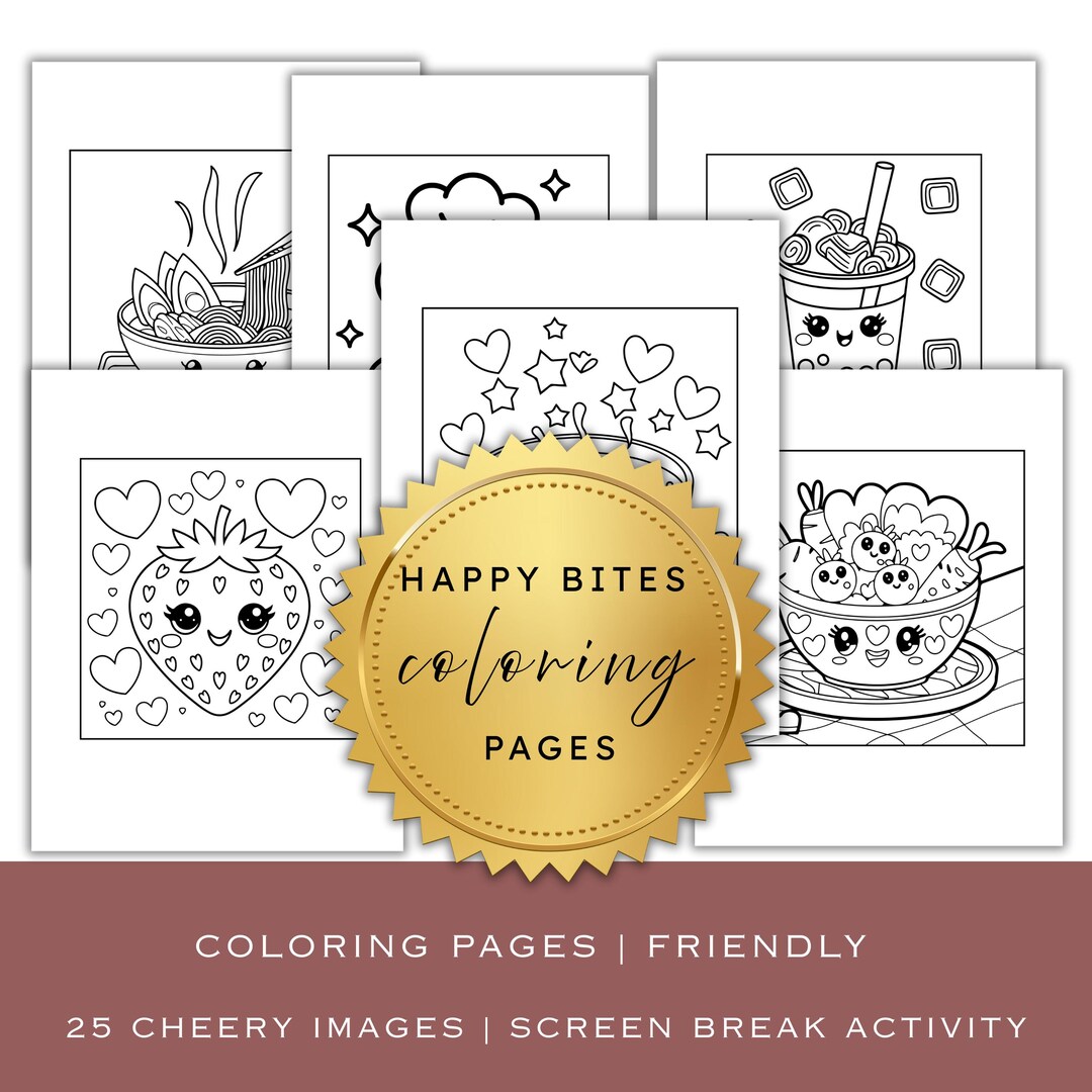 Happy Bites Kawaii Coloring Book | Cute Food Pages | Cozy and Easy ...