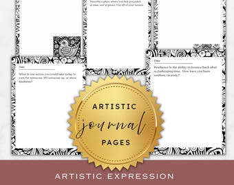 Artistic Expression Journaling and Coloring Pages for Calm Creativity-for Adult and Kid | Printable Digital Instant Download PDF