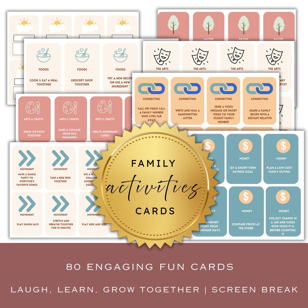 Family Activities Printable Cards | Screen Free Fun | Bonding ...