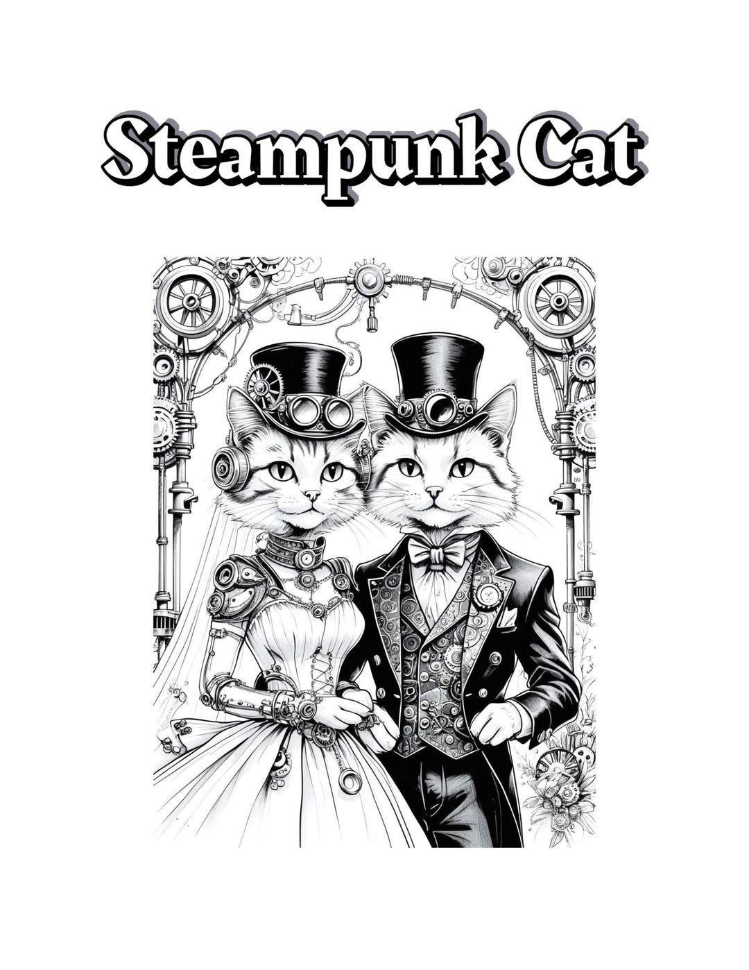 Steampunk Cat Coloring Book - Etsy