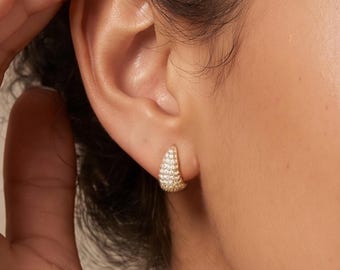 18K Gold Filled Teardrop Earrings, Chunky Pavé CZ Earrings, Sparkling Water Drop Earrings, Bold Statement Jewelry, Elegant Minimal Gift