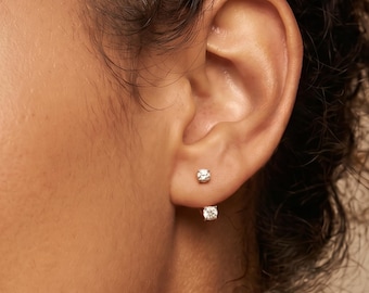 Petites boucles d'oreilles en or 18 carats, clous d'oreilles en or minimaux délicats, à porter au quotidien, cadeau pour elle, bijoux d'oreille minimalistes
