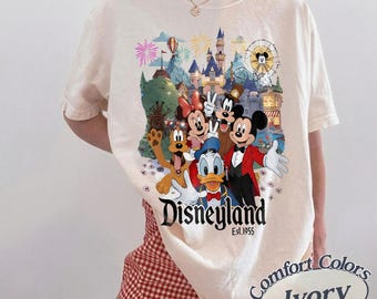 Comfort Colors Disneyland T-Shirt, Mickey Mouse Castle Graphic Tee, Vintage Disneyland 1955 Family Vacation Shirt