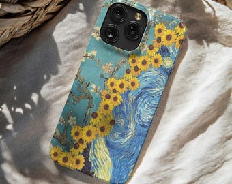 Sunflowers Starry Night Phone Case - Van Gogh Almond Blossom Cover Magsafe Case for iPhone 17 16 15 14 13 12 11 Pro Max Samsung S25 S24