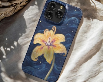 Yellow Lily Starry Night Phone Case - Van Gogh Art iPhone Cover Magsafe Case for iPhone 17 16 15 14 13 12 11 Pro Max Samsung S25 S24