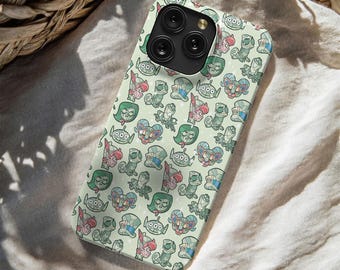 Princess and the Frog Phone Case: Cute Chibi Cartoon Pattern Mint Green Magsafe Case for iPhone 17 16 15 14 13 12 11 Pro Max Samsung S25 S24
