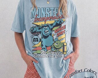 Comfort Colors Monsters Inc T-Shirt, Sully Mike Wazowski Graphic Tee, Monsters Incorporated Vintage Pixar Since 2001 Shirt