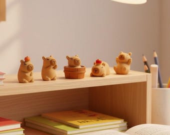 Mini Capybara Resin Figurines, Frosted Animals, Fairy Garden Decor, Desk Ornament (20pcs)