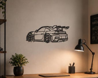 Modern Supercar Wall Art Metal Sign, Dynamic Racing Car Outline Sculpture, Minimalist Automotive Home Decor