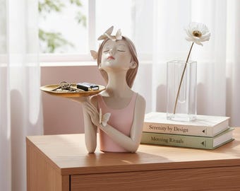 Modern Butterfly Girl Resin Sculpture, Artistic Portrait Figurine, Home Decor Ornament