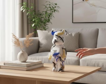 Graffiti Bear Storage Figurine, Modern Animal Art, Resin Organizer, 27cm Home Decor