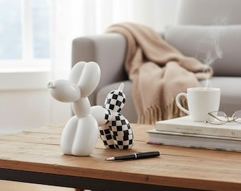 Modern Balloon Dog Sculpture: Glossy Resin Animal Home Decor (8.5" L)