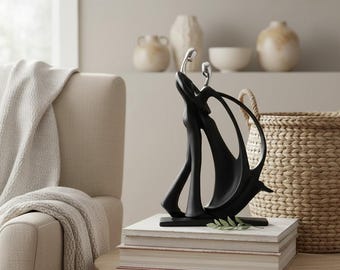 Nordic Dancing Couple Figurine, Abstract Resin Sculpture, Romantic Modern Home Decor