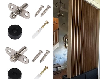 Rotating Slat Room Divider Hardware Kit-DIY Pivot System for Wood Wall Partitions-Swivel Slat Fittings - Space Solution (Hardware Only)