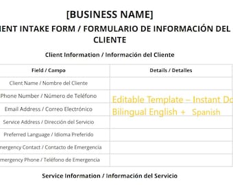 Business Form Bundle – 5 Printable PDF Forms – Client Intake, Service Agreement, Price List, Policy Acknowledgement & Cancellation+Download
