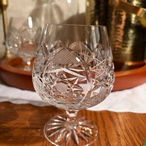 Vintage Cut Crystal Snifter, Elegant Brandy or Cognac Glass, Fine Barware for Home Bar