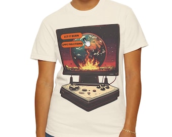 Camiseta con joystick arcade Let It Burn / Camiseta gráfica de juego retro Earth on Fire