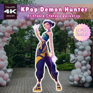 Estatueta de Zoey, Caçadora de Demônios do K-pop | Decoração de Festa em Tamanho Real (34 x 70 polegadas, Download Digital)
