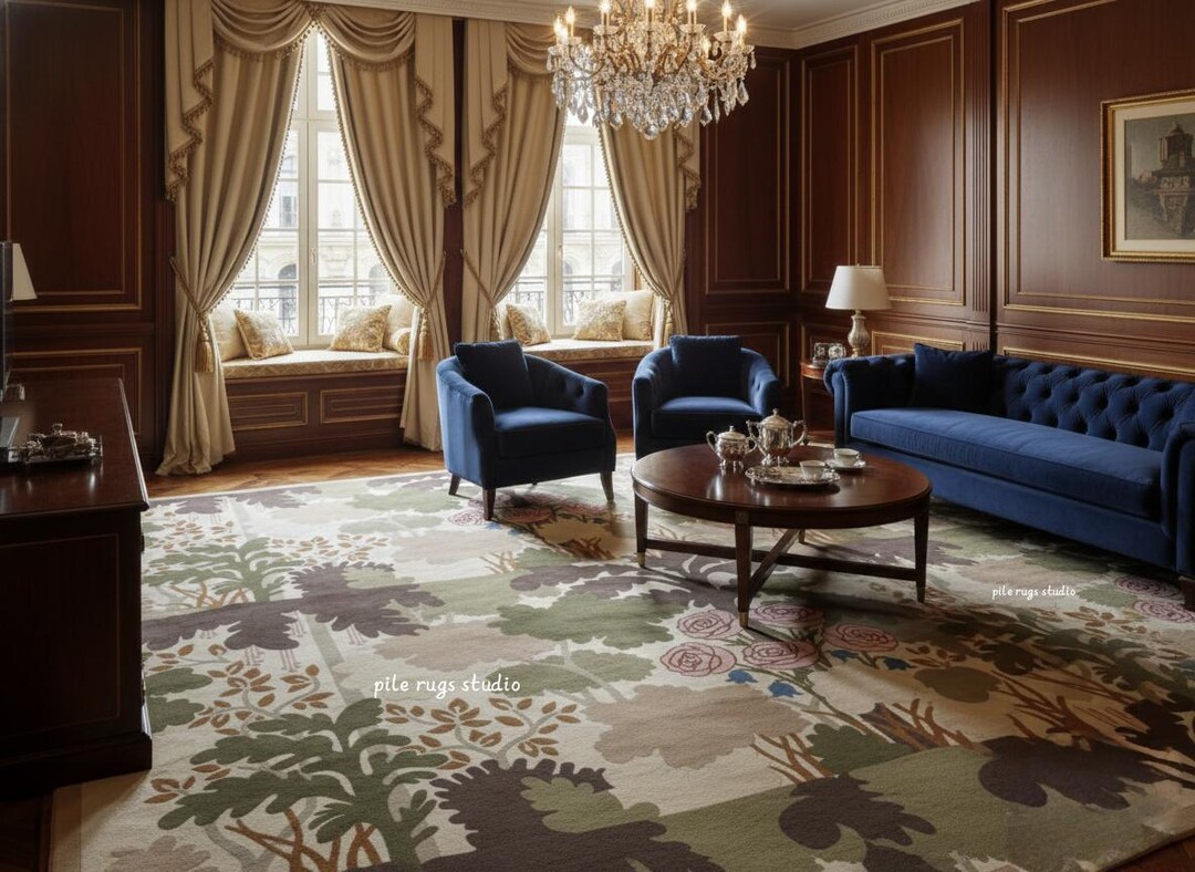 Vintage Botanical Forest Area Rug – Floral Nature Design Handmade ...