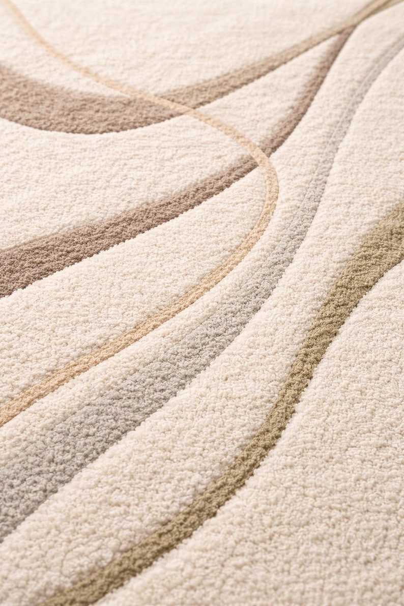 Light Neutral Rug Modern Neutral Area Rug-handtufted Wool Rug-minimalist Cream Abstract ...