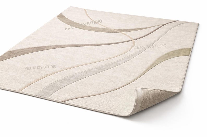 Light Neutral Rug Modern Neutral Area Rug-handtufted Wool Rug-minimalist Cream Abstract ...