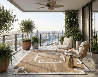 Modern Beige Hand Tufted Wool Rug, Neutral Contemporary Area Rug, Luxury Minimalist Living Room Carpet, Cream Border Designer Rug.