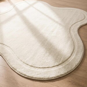 Luxury Organic Shape Rug – Ivory Cream Hand Tufted Wool Area Rug | Modern Minimalist Designer Carpet | Custom Size Rug image 5