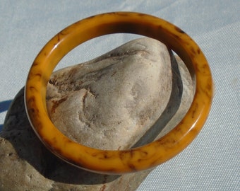 Caramel and Brown Marbled Bakelite Bracelet Simichrome Tested Glossy Marbled Catalin Bangle