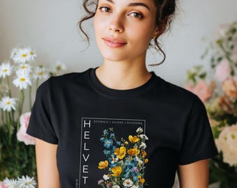 Swiss Wildflowers T-Shirt - Helvetia Alpine Botanical Tee for Hikers and Nature Lovers