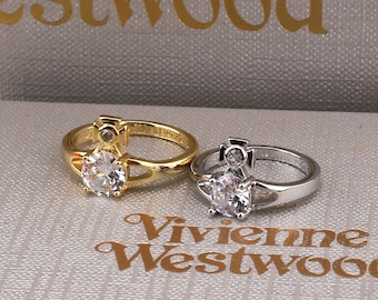 New In Box Vivienne Westwood Ring,Silver CZ Saturn Ring,Gift for Her
