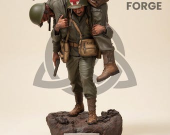 File STL di un eroe medico della Seconda Guerra Mondiale, scala 1/6, soldato di soccorso sul campo di battaglia, modello per stampa 3D, diorama di guerra, statua, download digitale.