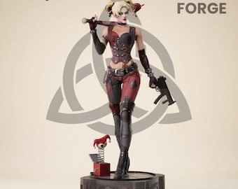 Szalona dziewczyna klauna Arkham Style STL Plik Statua psotnej bohaterki Wydruk 3D Pobieranie cyfrowe