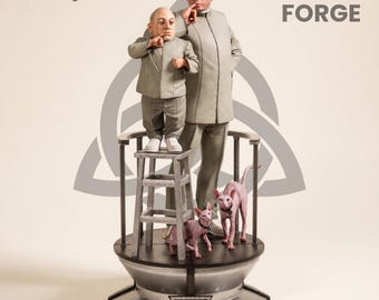 Dr Evil i Mini Me w pliku STL, skala 1/6, figurka komediowego złoczyńcy do druku 3D, wersja z popiersiem