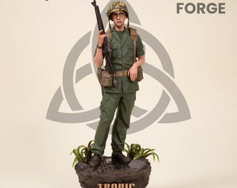 Żołnierz-nowicjusz Jungle War STL 1/6 Skala Figurka wojskowa Model do druku 3D Mapa taktyczna Poza