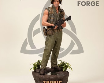 Jungle Action Hero STL File Komedia Filmowa Inspirowana Drukiem 3D Figurka Żołnierza Pobieranie Cyfrowe