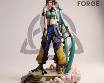 Figura 3D STL de Zoey, ídolo del K-Pop, Demon Hunter: Estatua de chica anime con música dinámica para impresión en resina