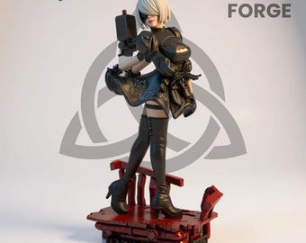 2B NieR Automata STL Figure – Full Size + Bust + Keychain | 3D Printable Statue Bundle