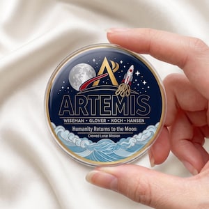 Artemis II Mission Acrylic Pin, Return to the Moon 2026 Pin, Retro Space Badge, Astronomy Lover Gift, Space Exploration Backpack Pin