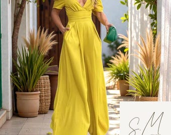 Buntes Maxi Kleid | Puffärmel Abendkleid | Elegantes Hochzeits-Gastkleid | Romantisches Abendkleid