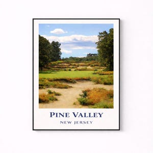 Pine Valley Golf Course Print, New Jersey Golf Wall Art, Printable Golf Poster, Vintage Golf Decor, Digital Download