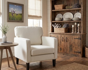 Mid-Century Modern Accent Chair: Ergonomic Lounge Seating, Lumbar Support, Bedroom Furniture