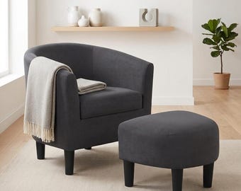 Sillón otomano cómodo, asiento de lectura tipo barril, muebles para sala de estar, dormitorio y espacios pequeños.