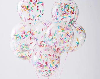 10pcs Sprinkle Donut Party Balloons | Ice Cream Birthday Decorations | Sprinkle Confetti Balloons | DIY Balloon Bouquet | Baby Shower Decor