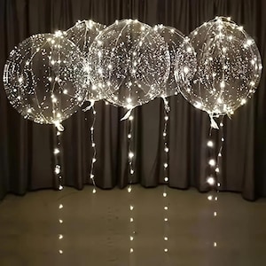 Warmwitte ledverlichting, led bobo-ballonset, feestdecoraties (5 stuks)